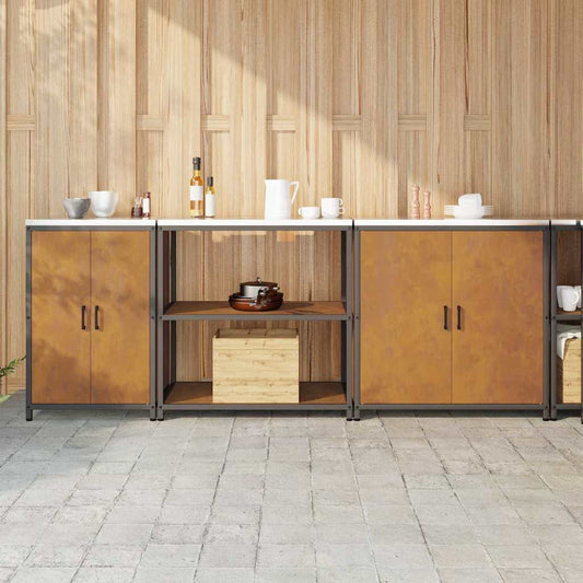 Küchenlager-Set mit Regal mit Tür 3 pcs Rostig 240 x 50 x 92 cm