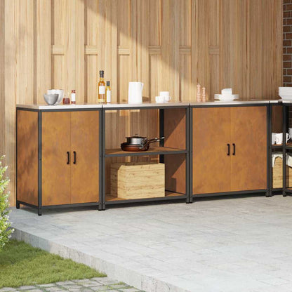 Küchenlager-Set mit Regal mit Tür 3 pcs Rostig 240 x 50 x 92 cm