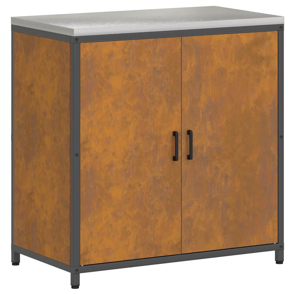 Küchenlager-Set mit Regal mit Tür 3 pcs Rostig 240 x 50 x 92 cm