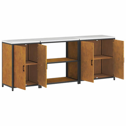 Küchenlager-Set mit Regal mit Tür 3 pcs Rostig 240 x 50 x 92 cm