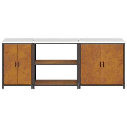Küchenlager-Set mit Regal mit Tür 3 pcs Rostig 240 x 50 x 92 cm