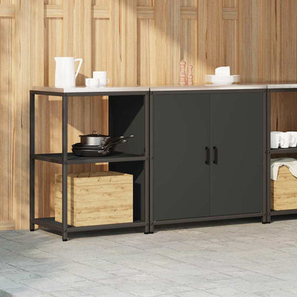 Küchenlager-Set mit Regal 2 pcs Schwarz 150 x 50 x 92 cm