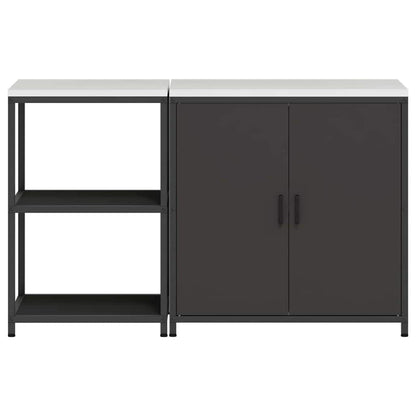Küchenlager-Set mit Regal 2 pcs Schwarz 150 x 50 x 92 cm