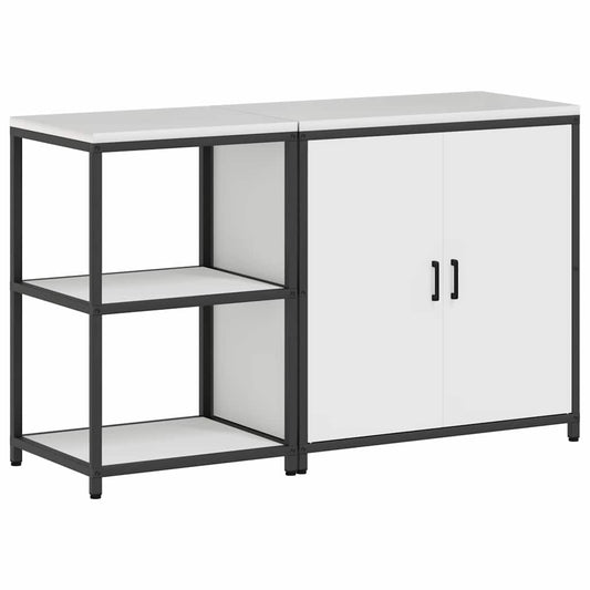 Küchenlager-Set 2 pcs Weiß 150 x 50 x 92 cm Kaltgewalzter Stahl