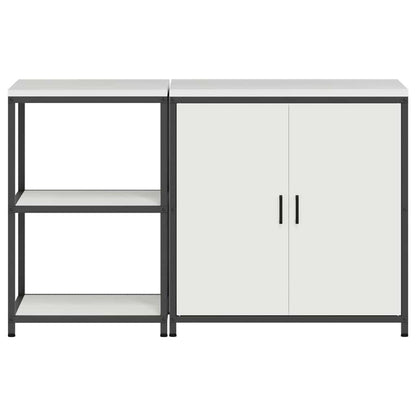 Küchenlager-Set 2 pcs Weiß 150 x 50 x 92 cm Kaltgewalzter Stahl