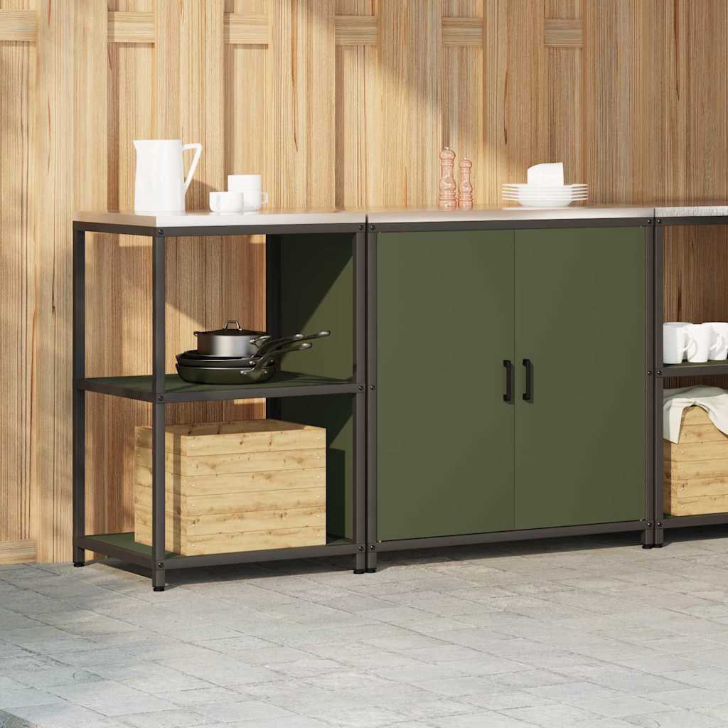 Küchenlager-Set mit Regal 2 pcs Olive Grün 150 x 50 x 92 cm