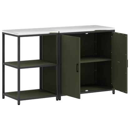 Küchenlager-Set mit Regal 2 pcs Olive Grün 150 x 50 x 92 cm