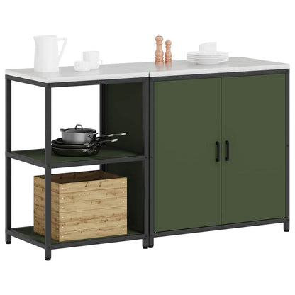 Küchenlager-Set mit Regal 2 pcs Olive Grün 150 x 50 x 92 cm