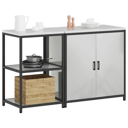 Küchenlager-Set 2 pcs Silber 150 x 50 x 92 cm Verzinkter Stahl