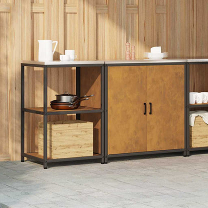 Küchenlager-Set mit Regal mit Tür 2 pcs Rostig 150 x 50 x 92 cm