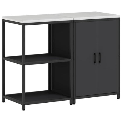 Küchenlager-Set mit Regal 2 pcs Schwarz 120 x 50 x 92 cm