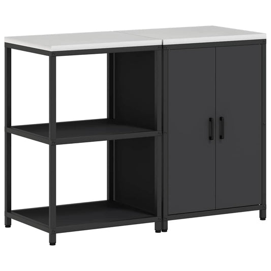 Küchenlager-Set mit Regal 2 pcs Schwarz 120 x 50 x 92 cm