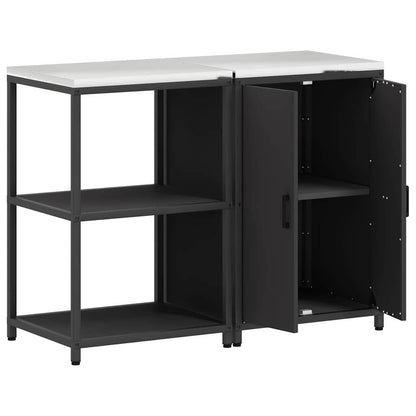 Küchenlager-Set mit Regal 2 pcs Schwarz 120 x 50 x 92 cm