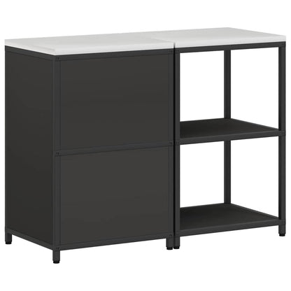 Küchenlager-Set mit Regal 2 pcs Schwarz 120 x 50 x 92 cm