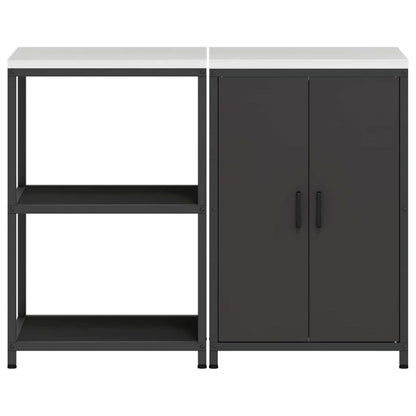 Küchenlager-Set mit Regal 2 pcs Schwarz 120 x 50 x 92 cm