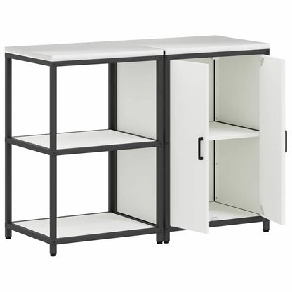 Küchenlager-Set 2 pcs Weiß 120 x 50 x 92 cm Kaltgewalzter Stahl