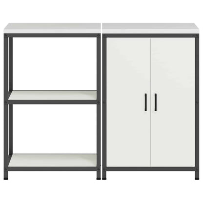 Küchenlager-Set 2 pcs Weiß 120 x 50 x 92 cm Kaltgewalzter Stahl
