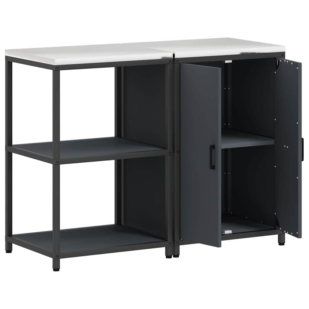 Küchenlager-Set mit Regal 2 pcs Anthrazit Kaltgewalzter Stahl