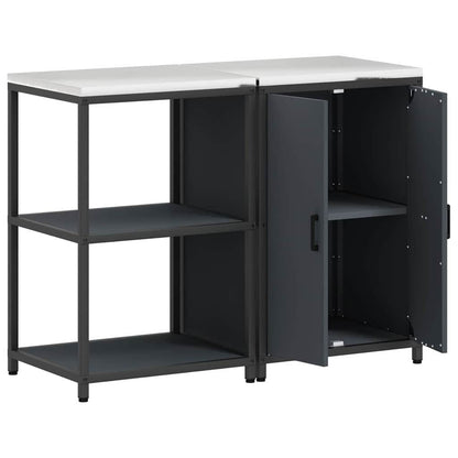 Küchenlager-Set mit Regal 2 pcs Anthrazit Kaltgewalzter Stahl
