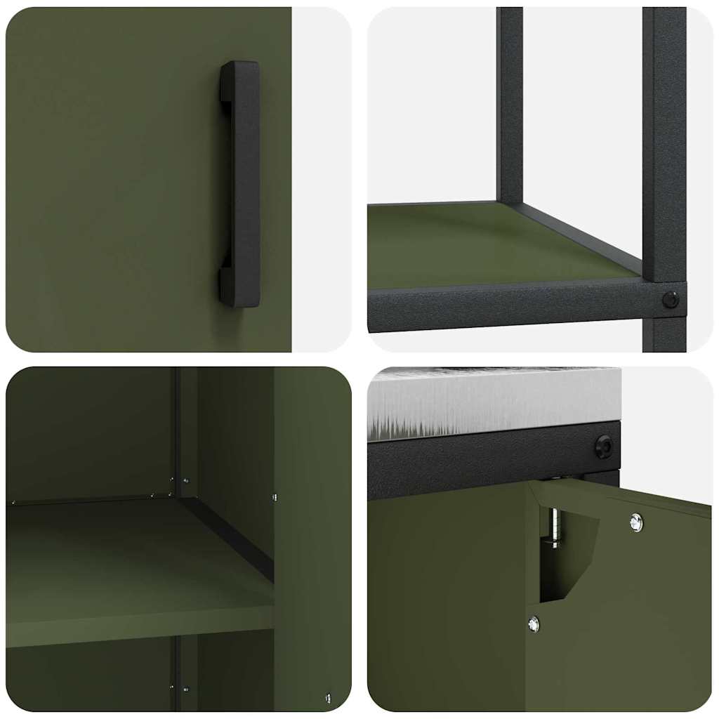 Küchenlager-Set mit Regal 2 pcs Olive Grün 120 x 50 x 92 cm