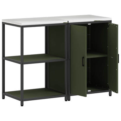 Küchenlager-Set mit Regal 2 pcs Olive Grün 120 x 50 x 92 cm