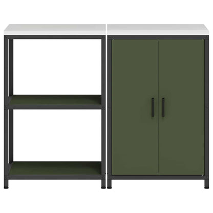Küchenlager-Set mit Regal 2 pcs Olive Grün 120 x 50 x 92 cm