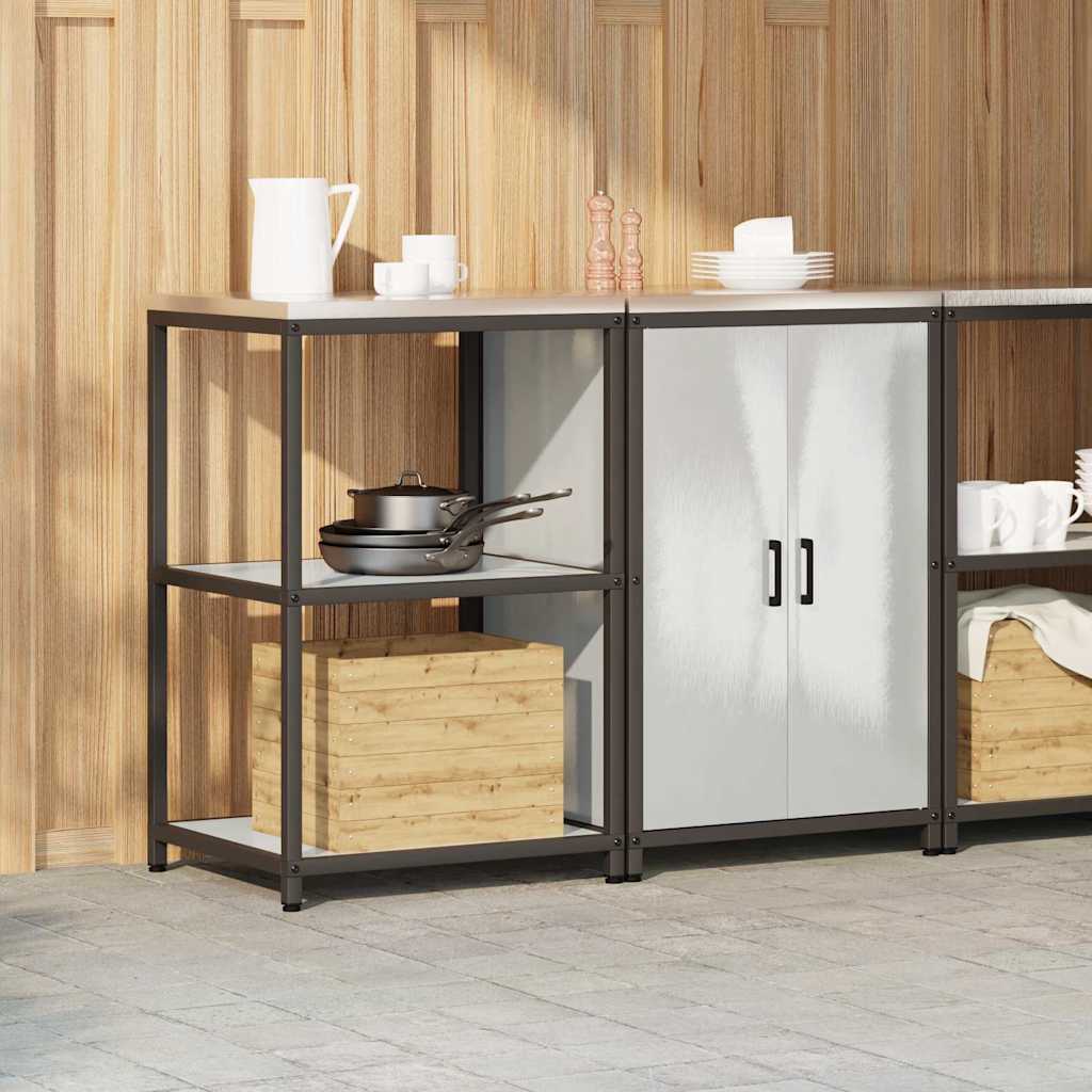 Küchenlager-Set mit Regal mit Speicher 2 pcs Silber Edelstahl