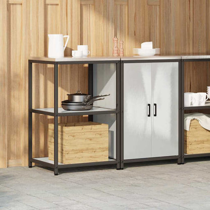 Küchenlager-Set mit Regal mit Speicher 2 pcs Silber Edelstahl