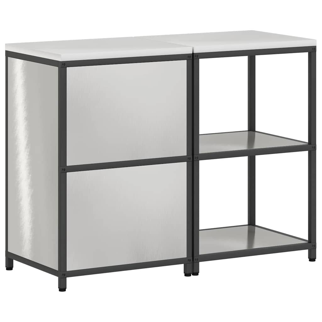 Küchenlager-Set mit Regal mit Speicher 2 pcs Silber Edelstahl