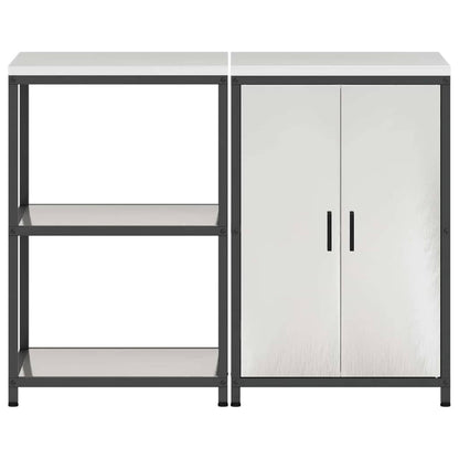 Küchenlager-Set mit Tür 2 pcs Silber 120 x 50 x 92 cm Edelstahl