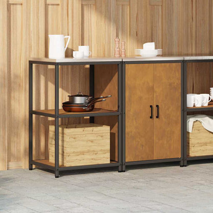 Küchenlager-Set mit Regal mit Tür 2 pcs Rostig 120 x 50 x 92 cm