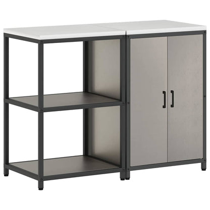 Küchenlager-Set mit Regal mit Tür 2 pcs Rostig 120 x 50 x 92 cm