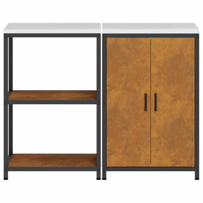 Küchenlager-Set mit Regal mit Tür 2 pcs Rostig 120 x 50 x 92 cm