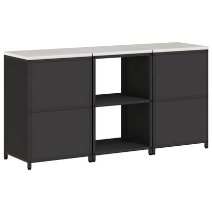 Aufbewahrungsset für die Küche mit Regal 3 pcs Schwarz Stahl