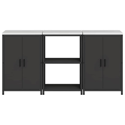 Küchenlager-Set mit Regal 3 pcs Schwarz 180 x 50 x 92 cm