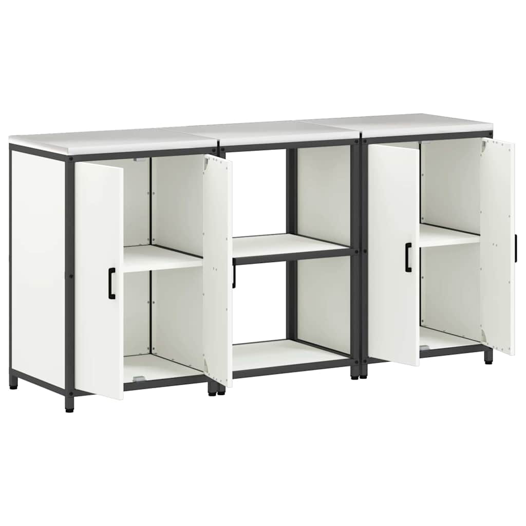 Aufbewahrungsset für die Küche mit Regal 3 pcs Weiß Stahl