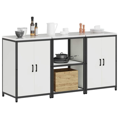 Aufbewahrungsset für die Küche mit Regal 3 pcs Weiß Stahl