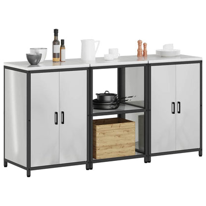 Aufbewahrungsset für die Küche mit Regal 3 pcs Silber Stahl