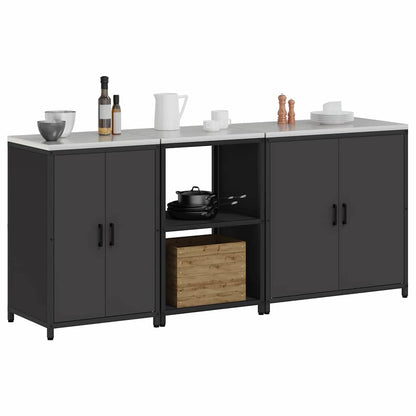 Küchenlager-Set mit Regal Other 3 pcs Schwarz 210 x 50 x 92 cm