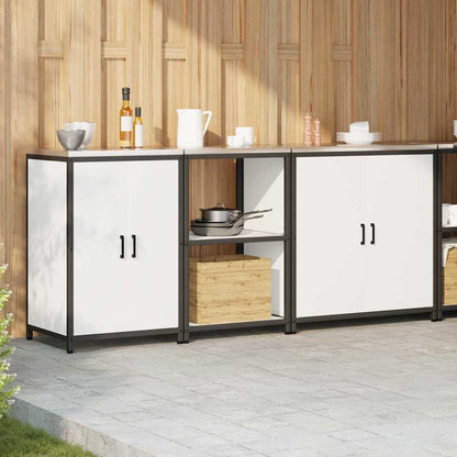 Küchenlager-Set 3 pcs Weiß 210 x 50 x 92 cm Kaltgewalzter Stahl