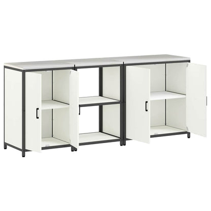 Küchenlager-Set 3 pcs Weiß 210 x 50 x 92 cm Kaltgewalzter Stahl