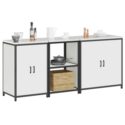 Aufbewahrungsset für die Küche mit Regal 3 pcs Weiß Stahl