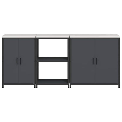 Küchenlager-Set mit Regal 3 pcs Anthrazit 210 x 50 x 92 cm