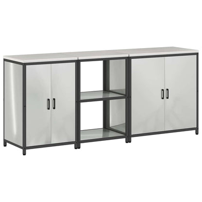 Küchenlager-Set 3 pcs Silber 210 x 50 x 92 cm Verzinkter Stahl