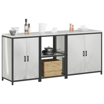 Küchenlager-Set 3 pcs Silber 210 x 50 x 92 cm Verzinkter Stahl