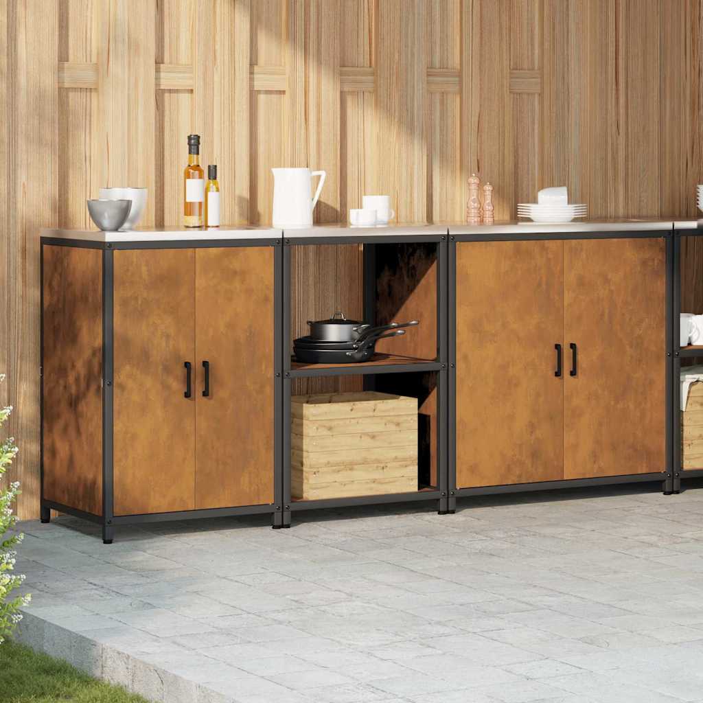 Aufbewahrungsset für die Küche mit Regal 3 pcs Rostig Stahl