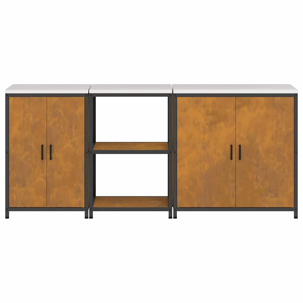 Aufbewahrungsset für die Küche mit Regal 3 pcs Rostig Stahl