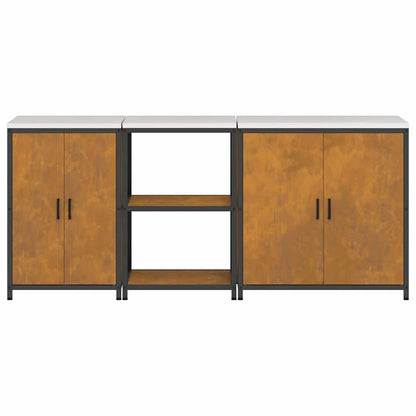 Aufbewahrungsset für die Küche mit Regal 3 pcs Rostig Stahl