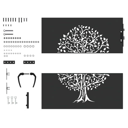 Gartentor, Gartenzaun 85x75 cm Cortenstahl Baumdesign Schwarz