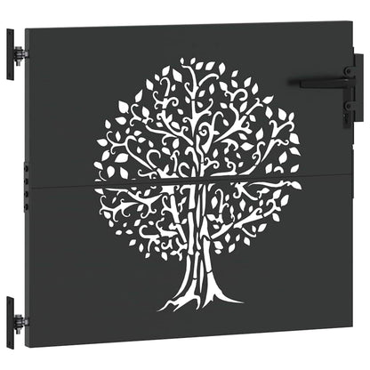 Gartentor, Gartenzaun 85x75 cm Cortenstahl Baumdesign Schwarz